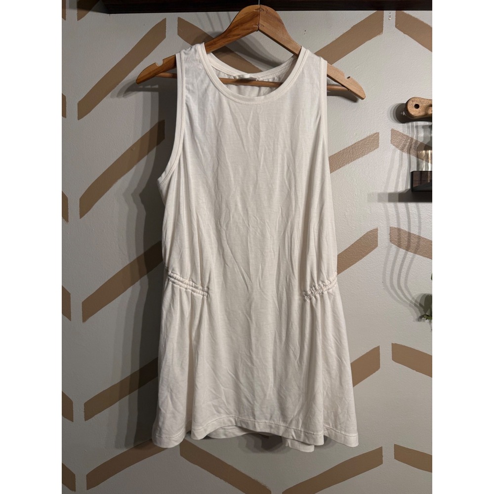 Athleta Tank Top Womens Large White Empire Waist Cinched Sides 533375-01